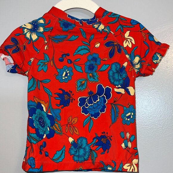 Janie and Jack Floral Short Sleeve Rash Guard Red Size 2T - Picture 4 of 4